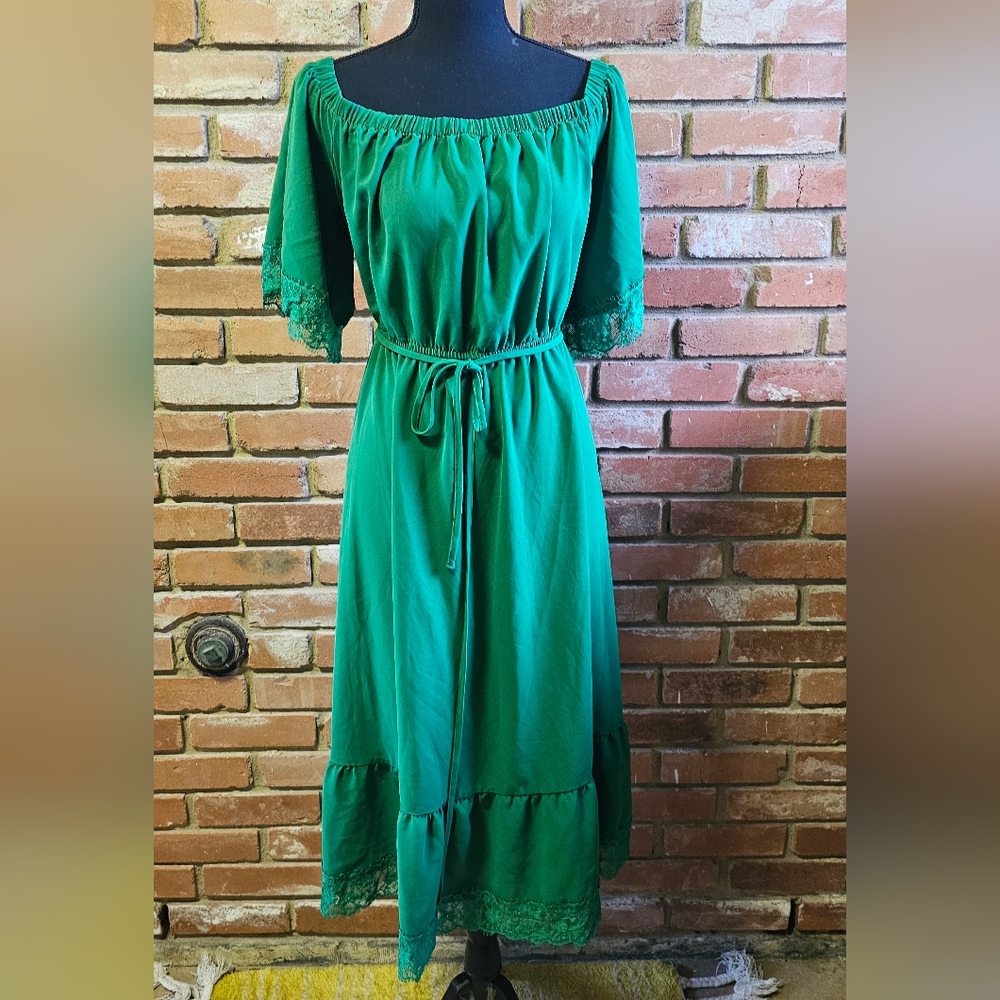 SHEIN Green Off-Shoulder Midi Dress